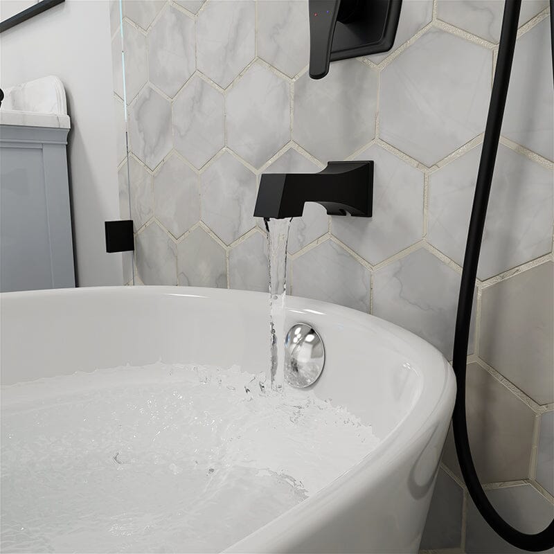 Shower Set 14" Rectangular Ceiling Shower Head with Hand Shower & Tub Spout
