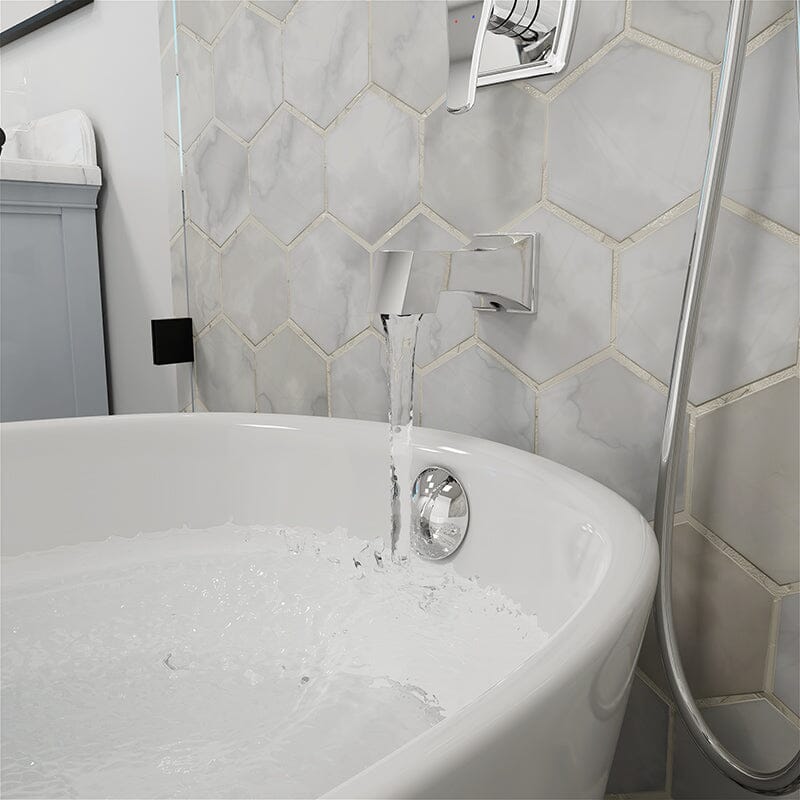 Shower Set 14" Rectangular Ceiling Shower Head with Hand Shower & Tub Spout