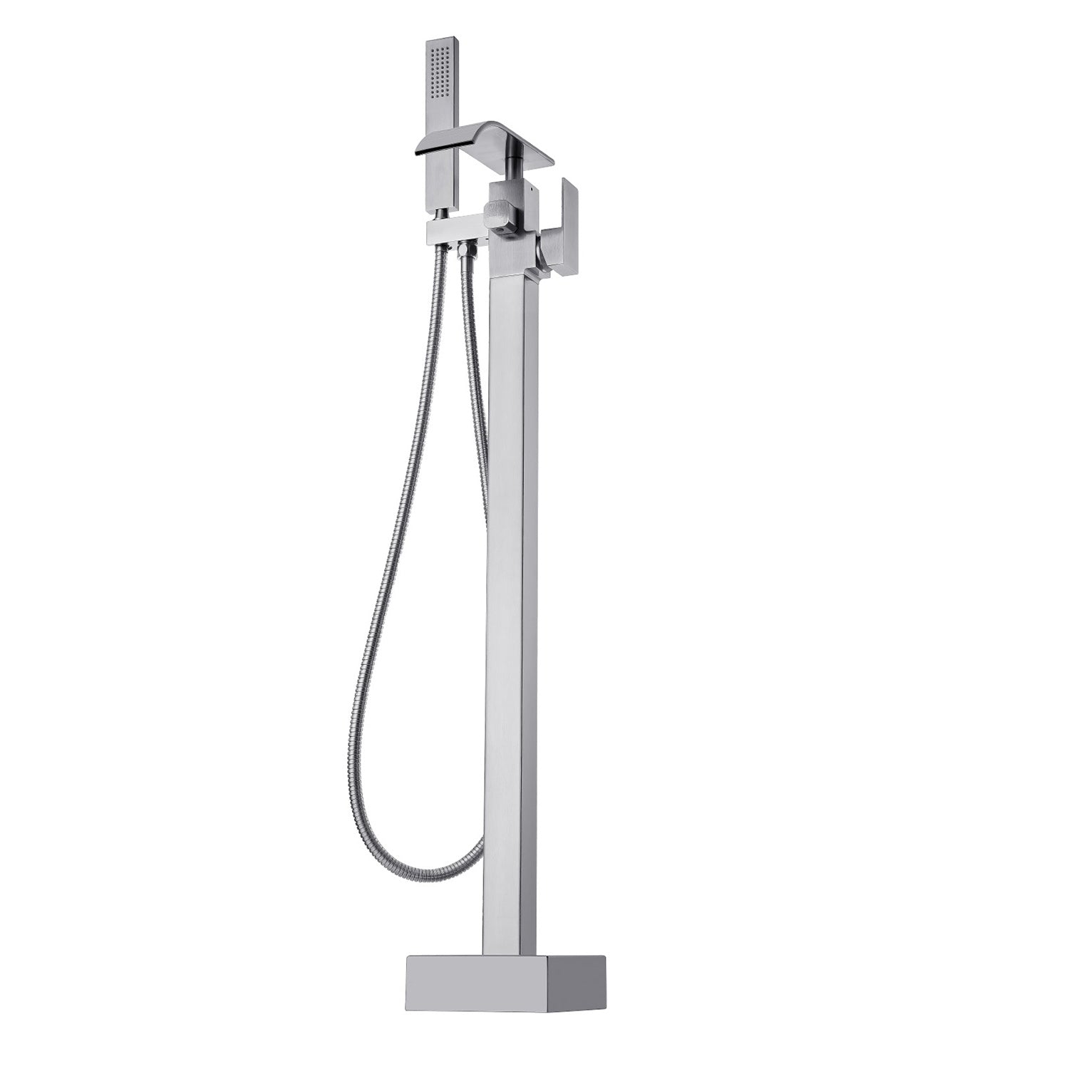 Bathroom Freestanding Tub Filler Faucet with Hand Shower Silver