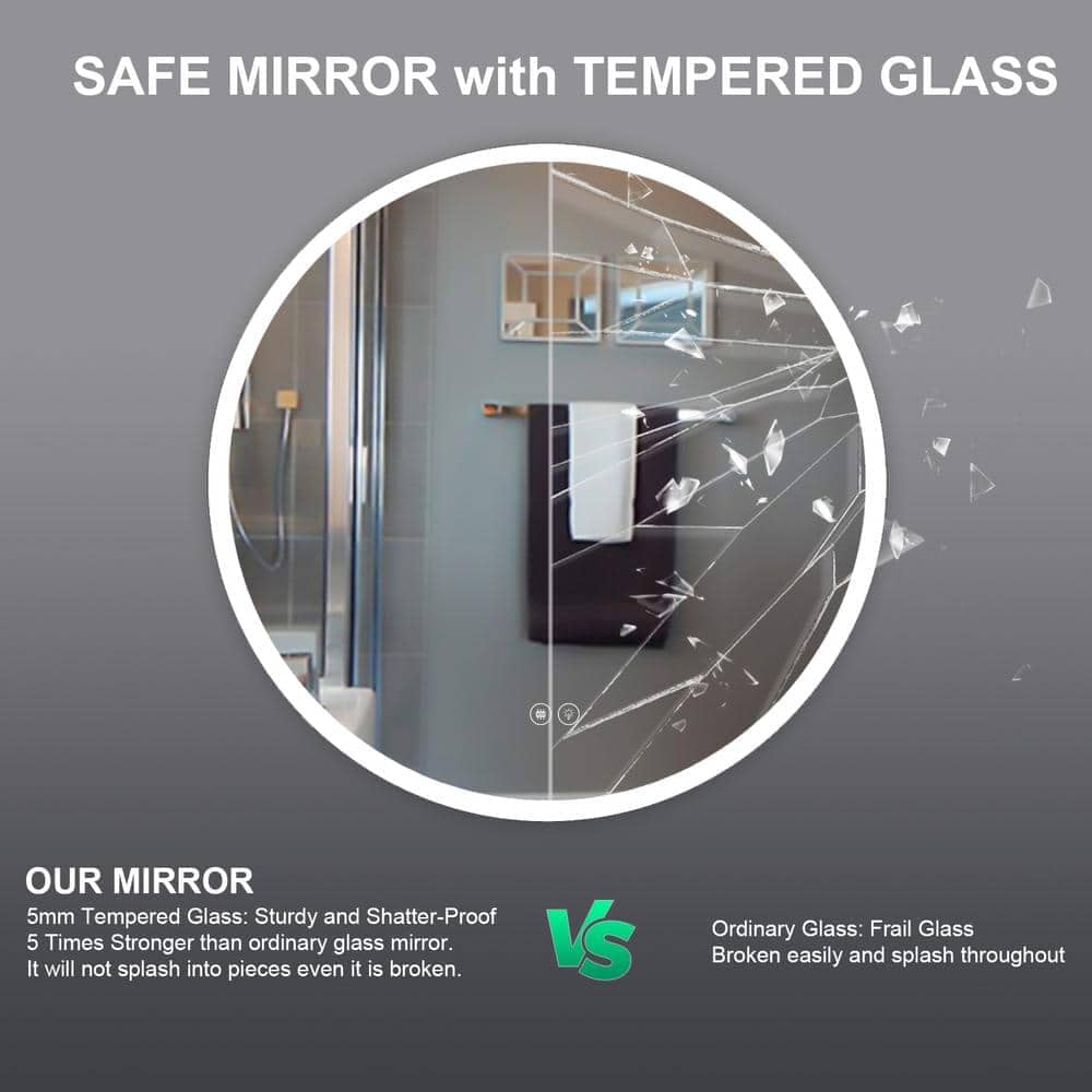 Giving Tree Round Frameless Bathroom Vanity Mirror with LED Light