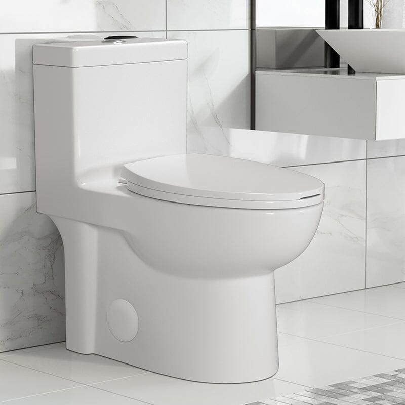 Giving Tree Powerful & Quiet Dual Flush Modern One Piece Toilet with Soft Closing Seat