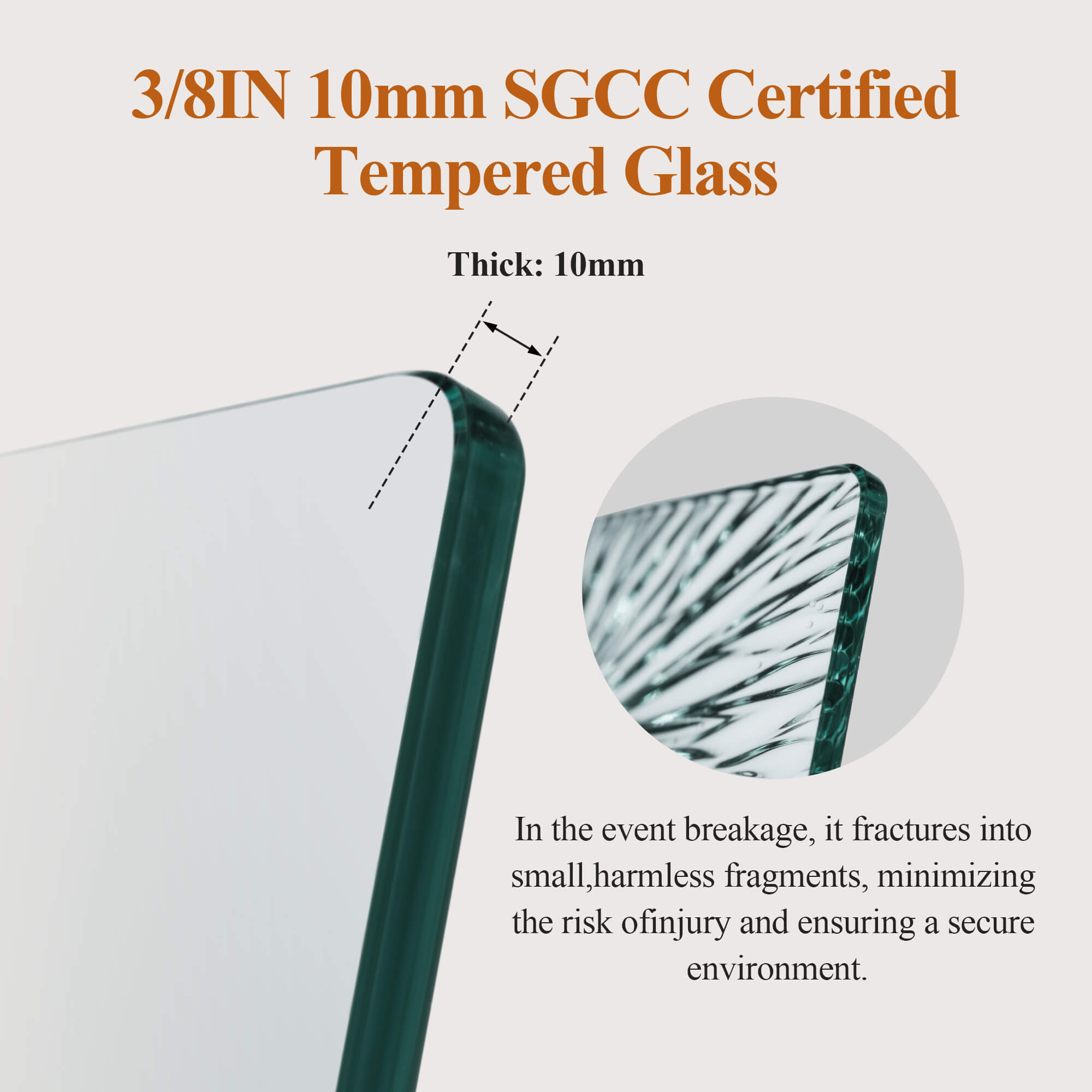 10mm Ultra-Thick Clear Tempered Glass of Matte Black Frameless Sliding Shower Door