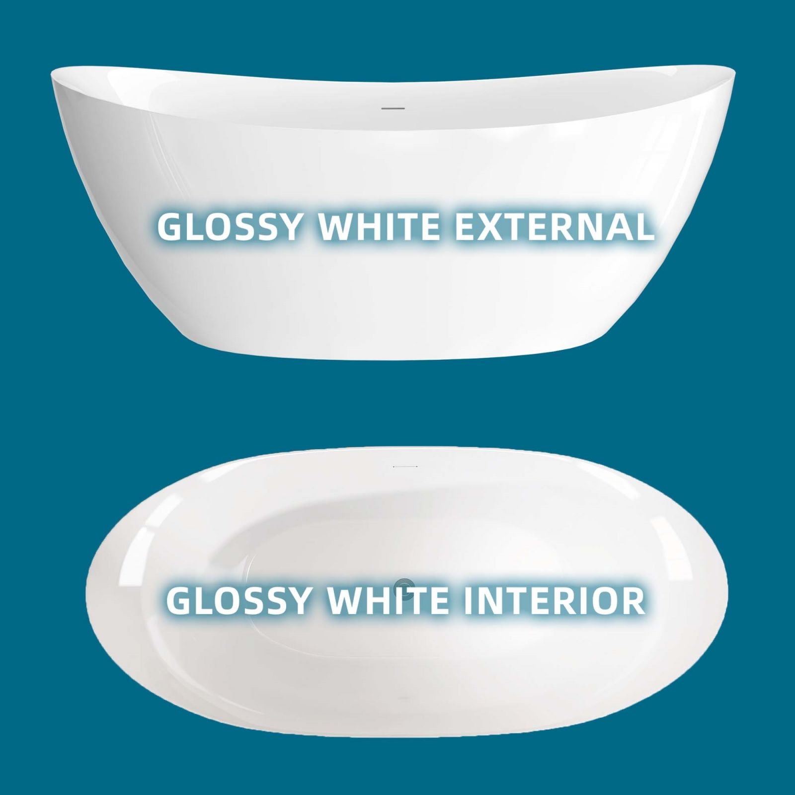 68" Double Slipper Acrylic Soaking Bathtub Inner and Outer Tub Color Difference Comparison