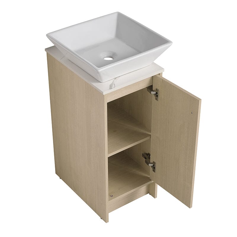 16-inch Freestanding Bathroom Vanity Square Sink With Soft-close Doors And Shelves