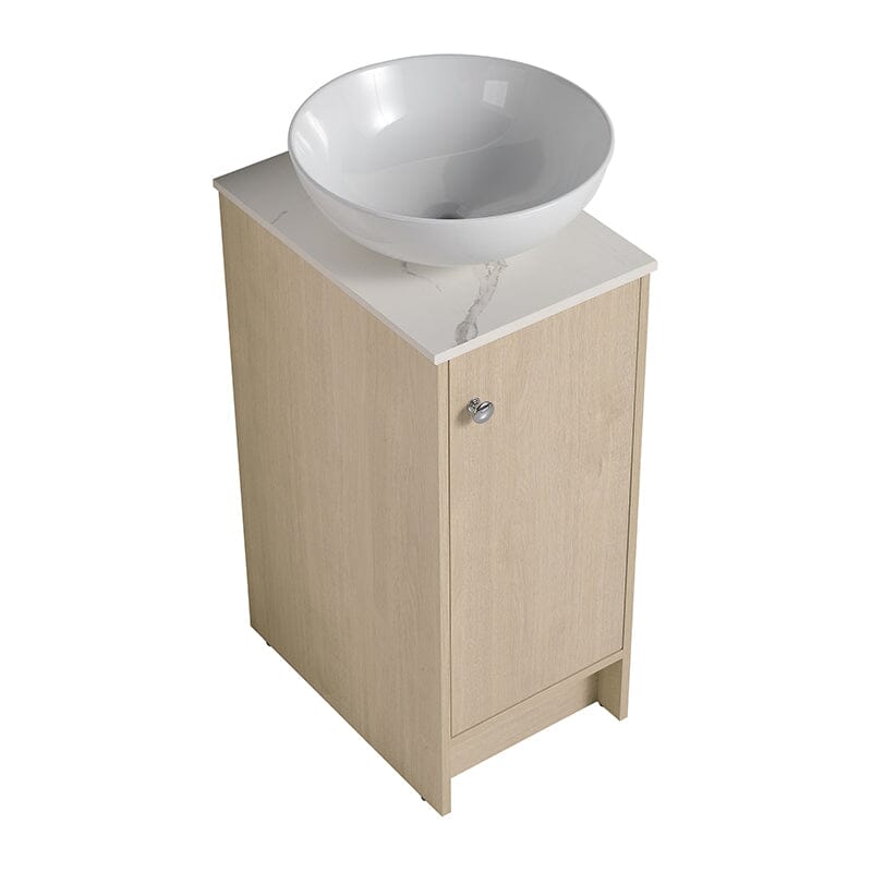 16" Freestanding Bathroom Vanity with Round Sink with Soft Close Doors and Shelves