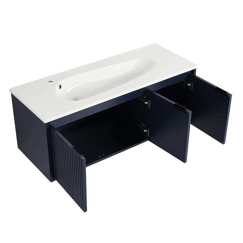 48" Modern Design Floating Bathroom Vanity with Drop-Shaped Resin Sink