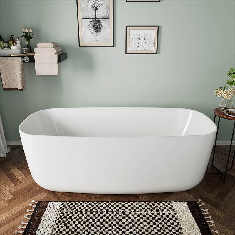 Mokleba 67" Acrylic Rounded Rectangle Freestanding Soaking Bathtub Double Ended