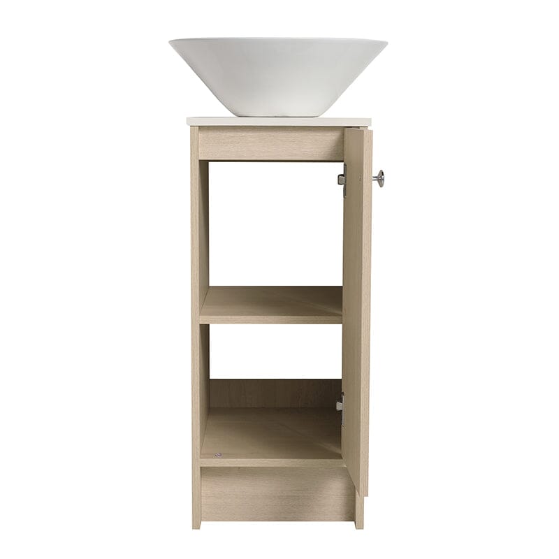 16-inch Freestanding Bathroom Vanity Round Sink With Soft-close Doors And Shelves