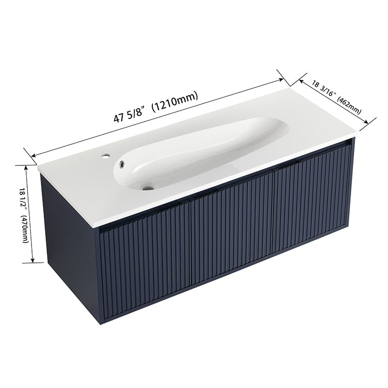 48" Modern Design Floating Bathroom Vanity with Drop-Shaped Resin Sink