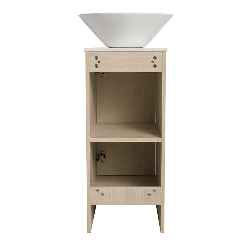 16-inch Freestanding Bathroom Vanity Round Sink With Soft-close Doors And Shelves