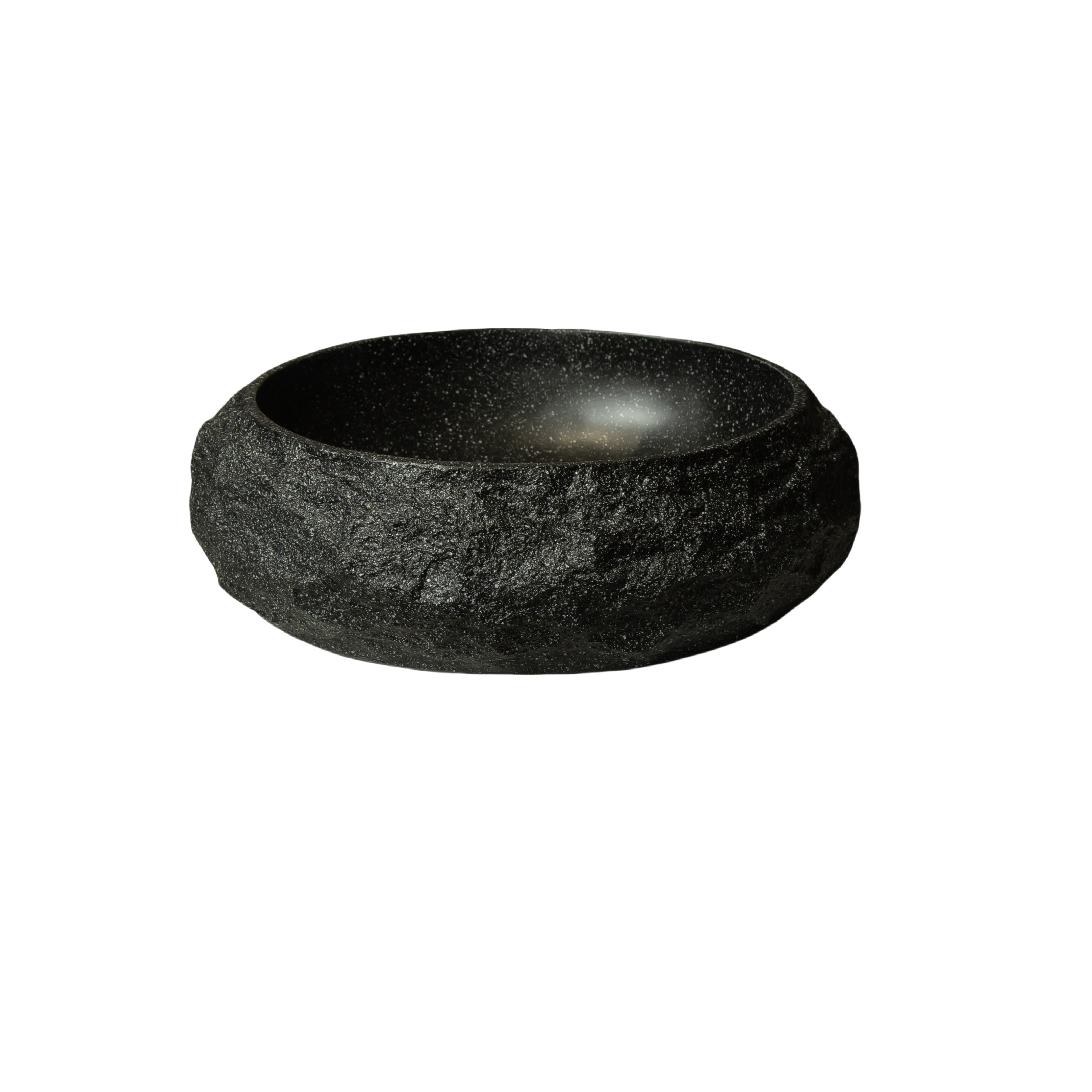 Dark Gray Stone Pattern Resin Vessel Bathroom Sink oval basin rock-like exterior dark gray stone pattern