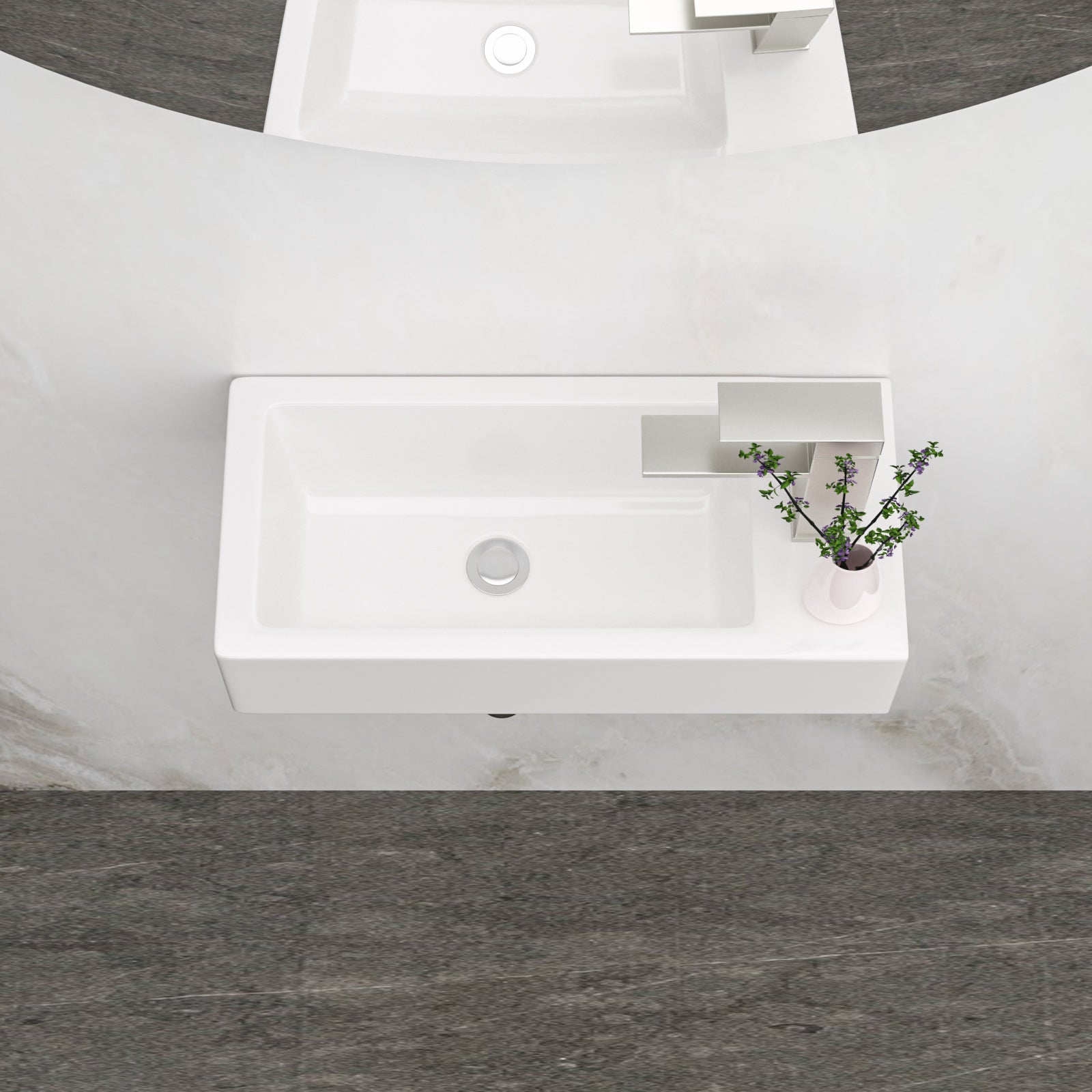 14 inch wall mounted bathroom sink with right faucet hole