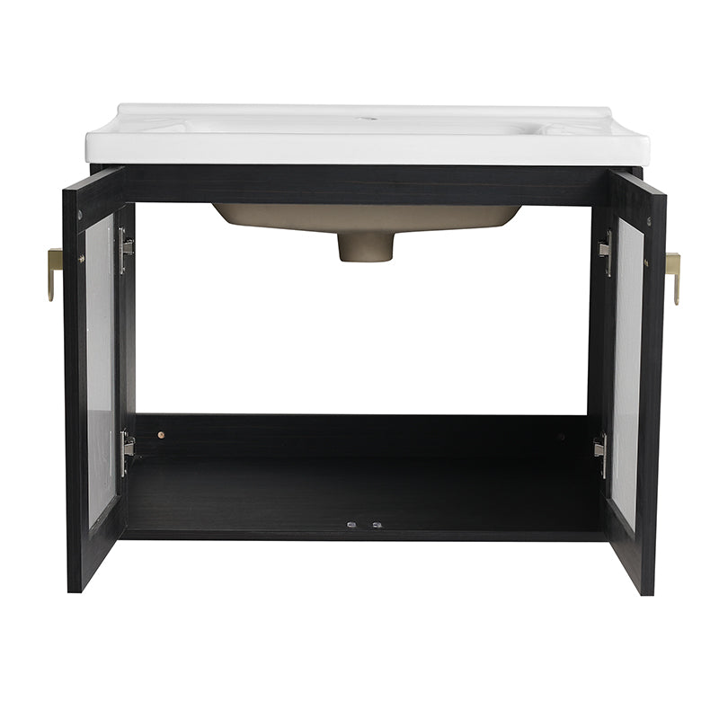 28 Inch Wall-Mounted Bathroom Vanity with Sink, for Small Bathroom