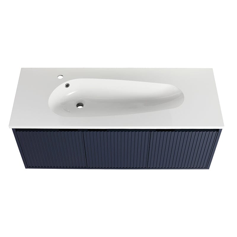 48" Modern Design Floating Bathroom Vanity with Drop-Shaped Resin Sink