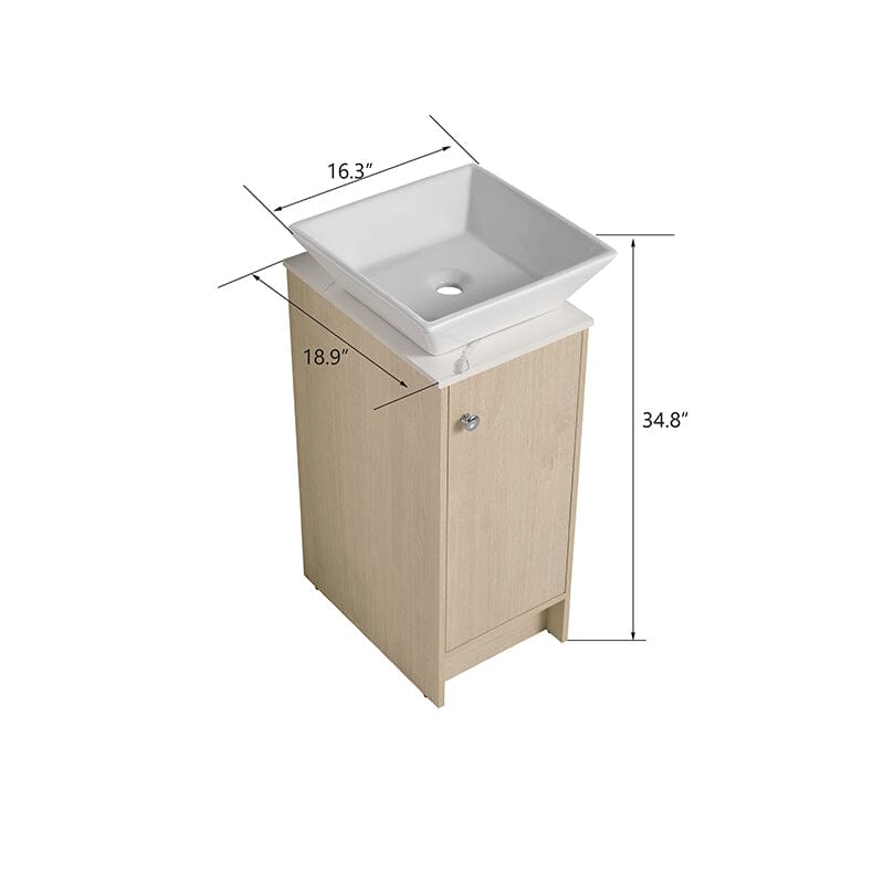 16-inch Freestanding Bathroom Vanity Square Sink With Soft-close Doors And Shelves