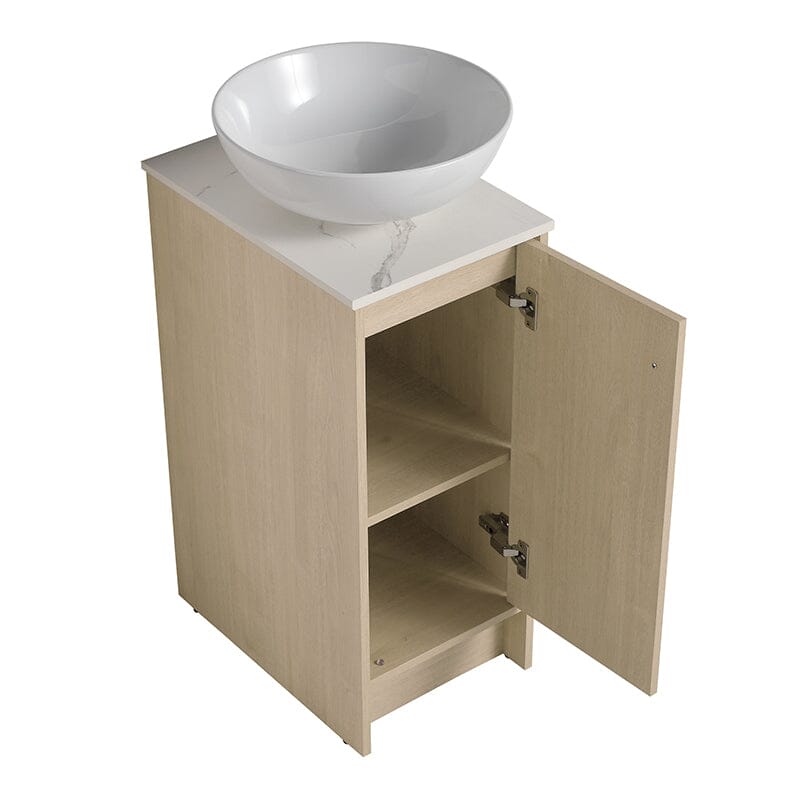 16" Freestanding Bathroom Vanity with Round Sink with Soft Close Doors and Shelves