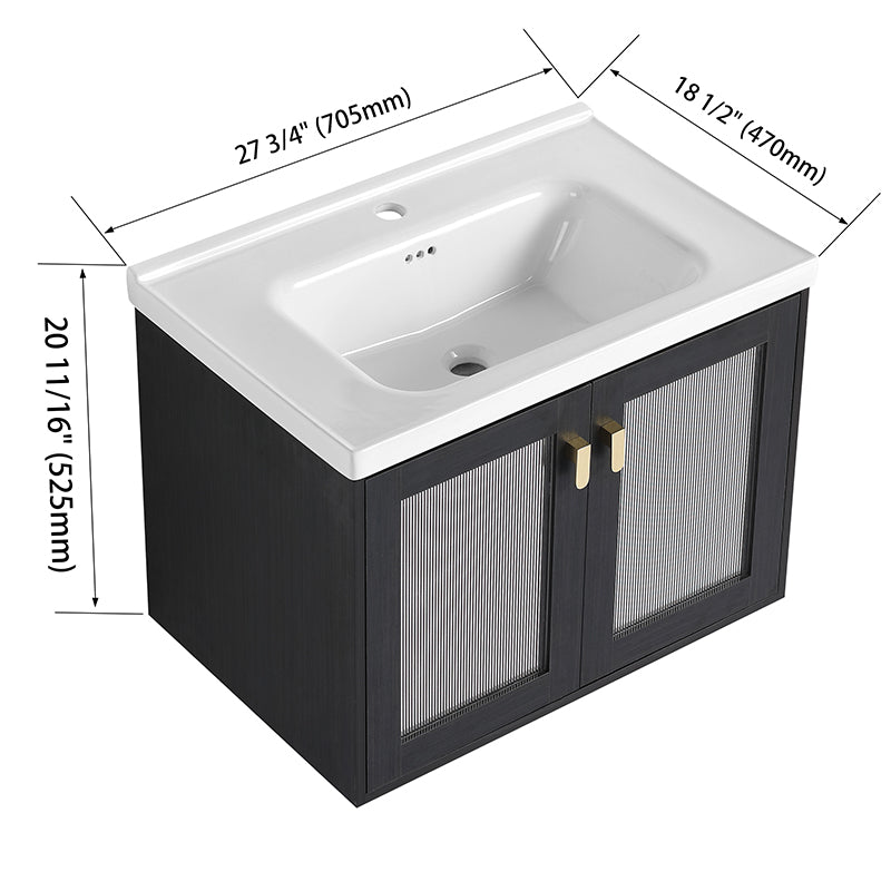 28 Inch Wall-Mounted Bathroom Vanity with Sink, for Small Bathroom