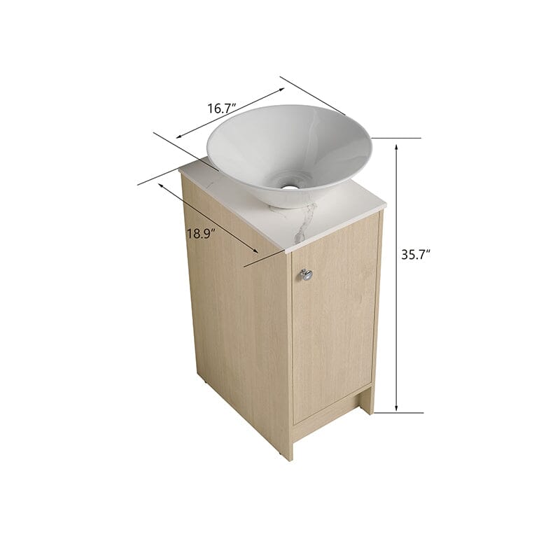 16-inch Freestanding Bathroom Vanity Round Sink With Soft-close Doors And Shelves