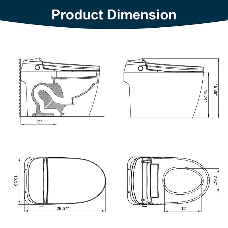 Giving Tree One-Piece Elongated Floor Smart Toilet with Remote Control and Automatic Cover