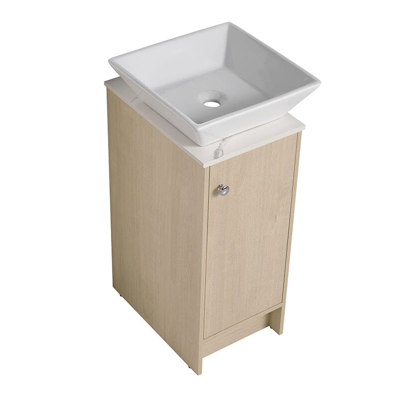 16-inch Freestanding Bathroom Vanity Square Sink With Soft-close Doors And Shelves