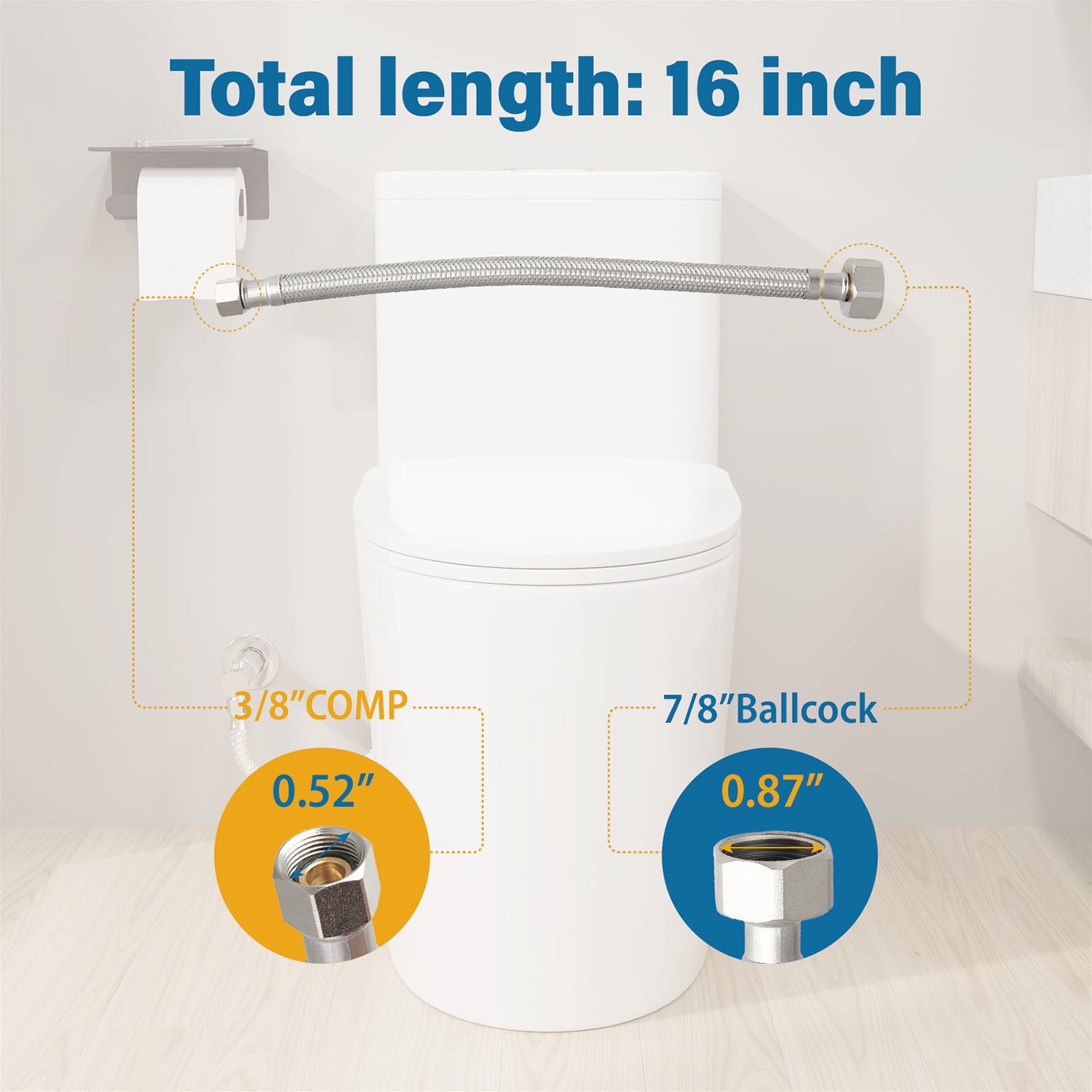 16-Inch Toilet Water Supply Line