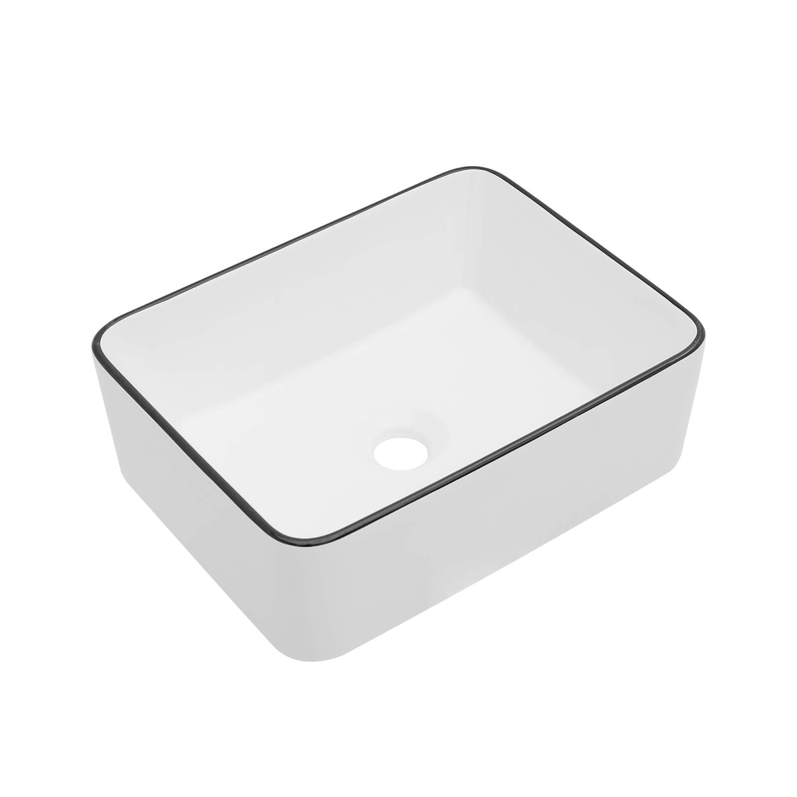 16x12 inch modern ceramic vessel sink with black edge