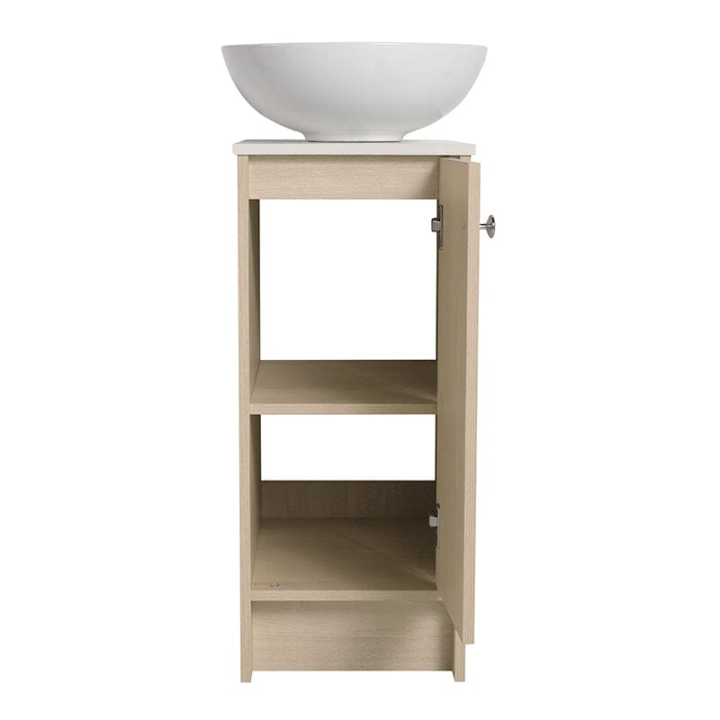 16" Freestanding Bathroom Vanity with Round Sink with Soft Close Doors and Shelves
