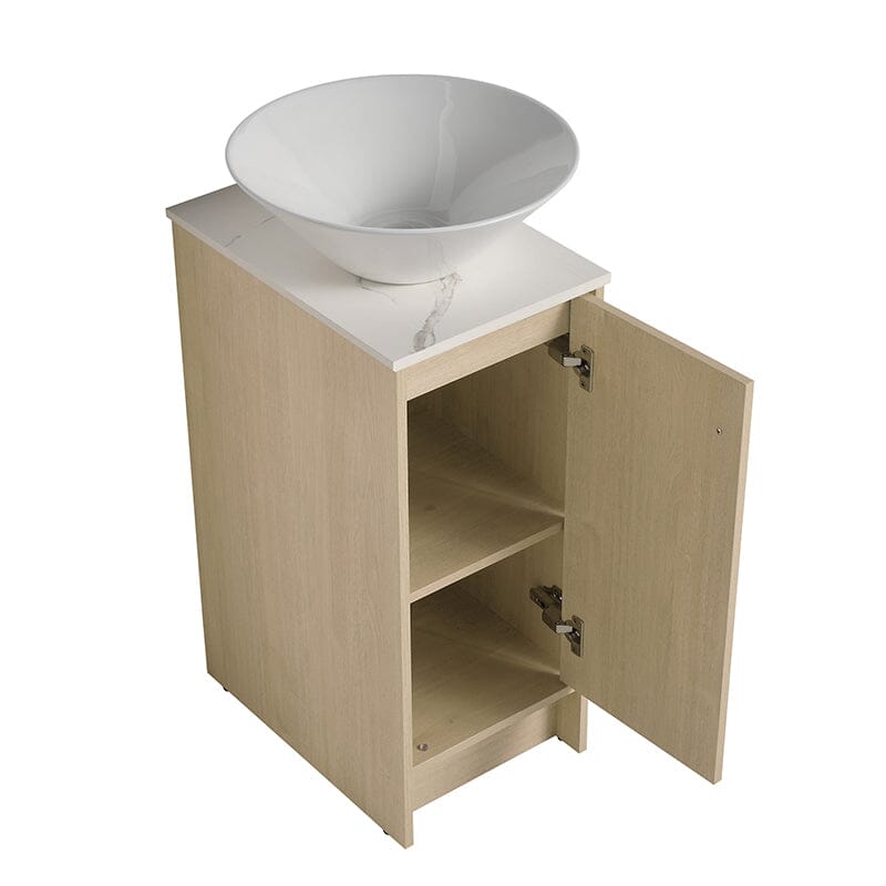 16-inch Freestanding Bathroom Vanity Round Sink With Soft-close Doors And Shelves