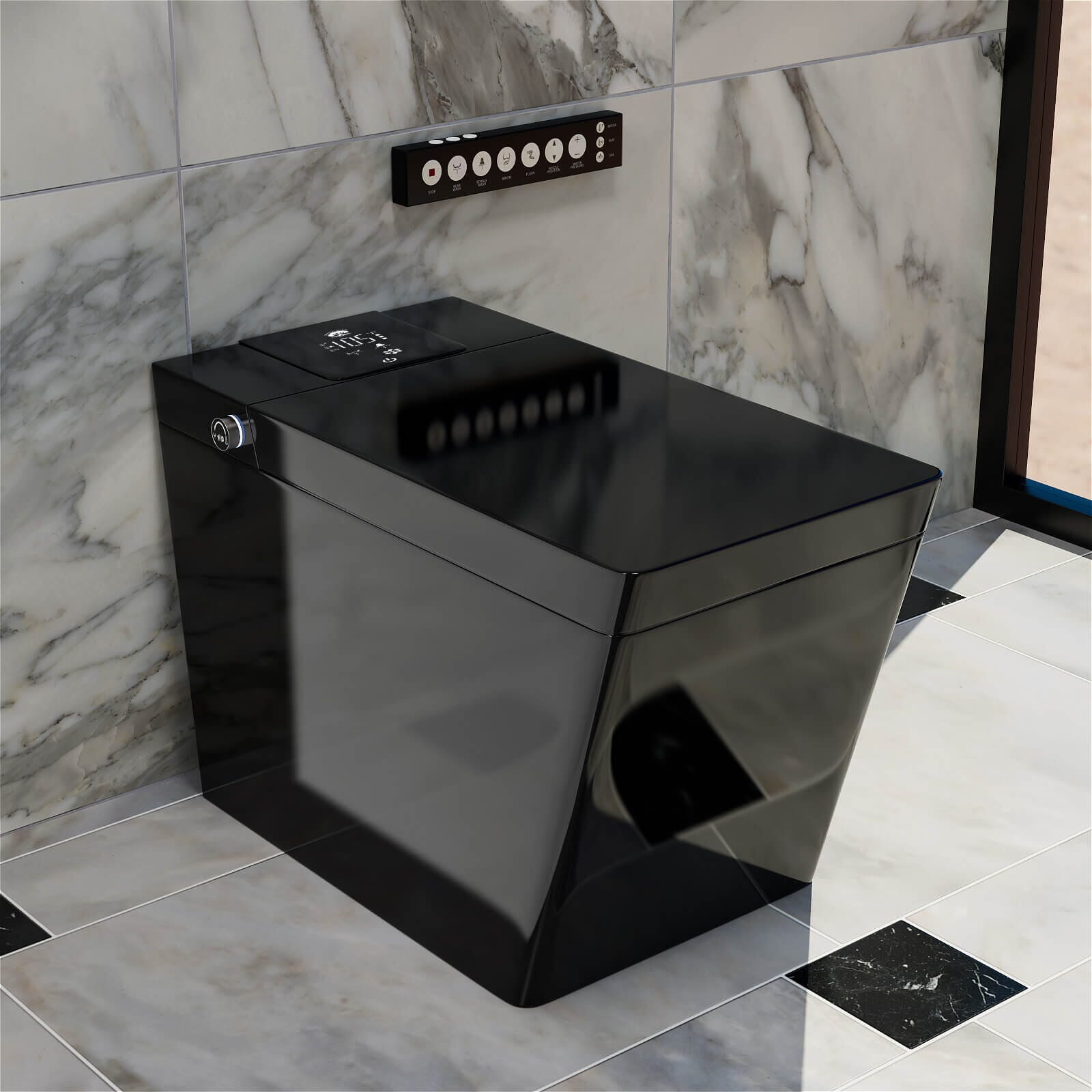 Giving Tree Smart Square One-Piece Floor Toilet with Remote Control and Automatic Cover