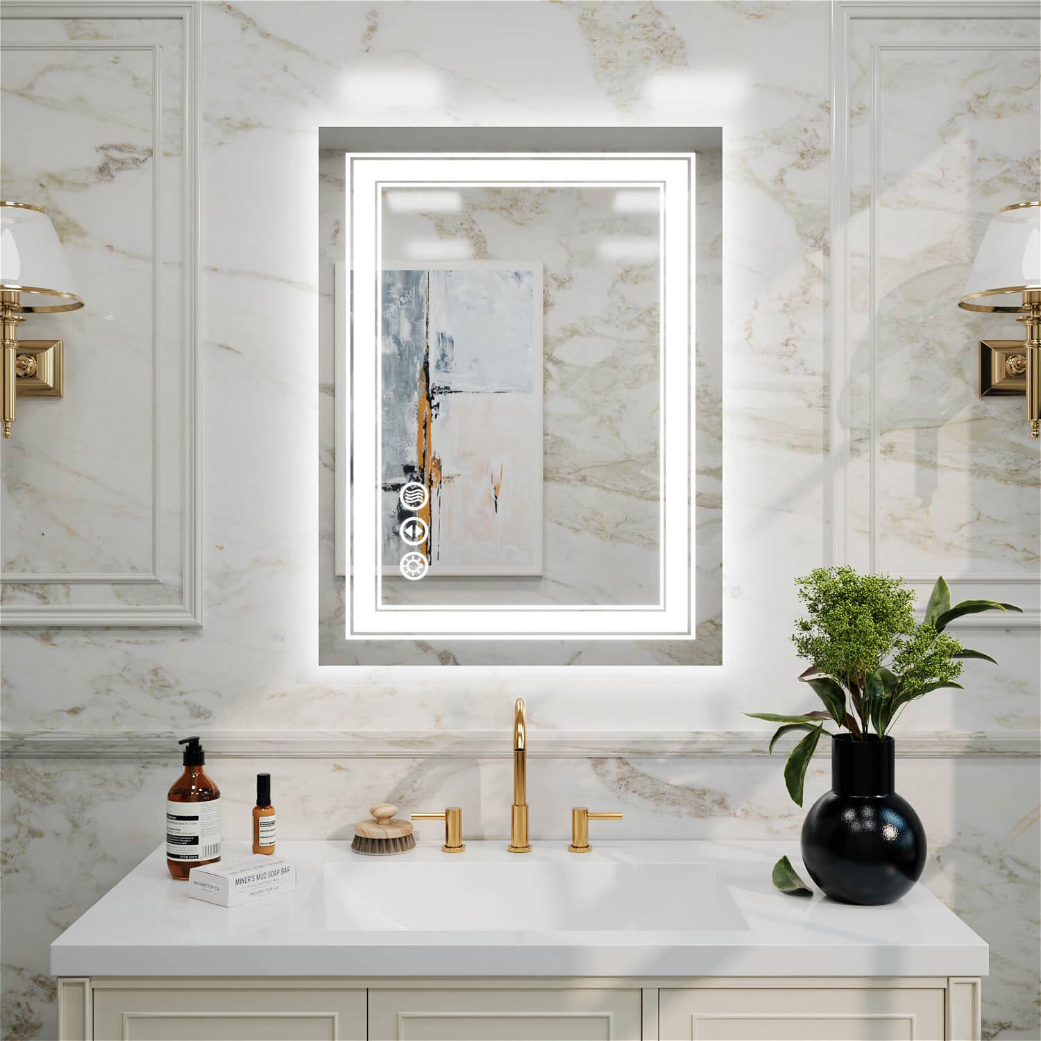 24"x32" LED Bathroom Mirror Anti-Fog Shatterproof ETL Certified