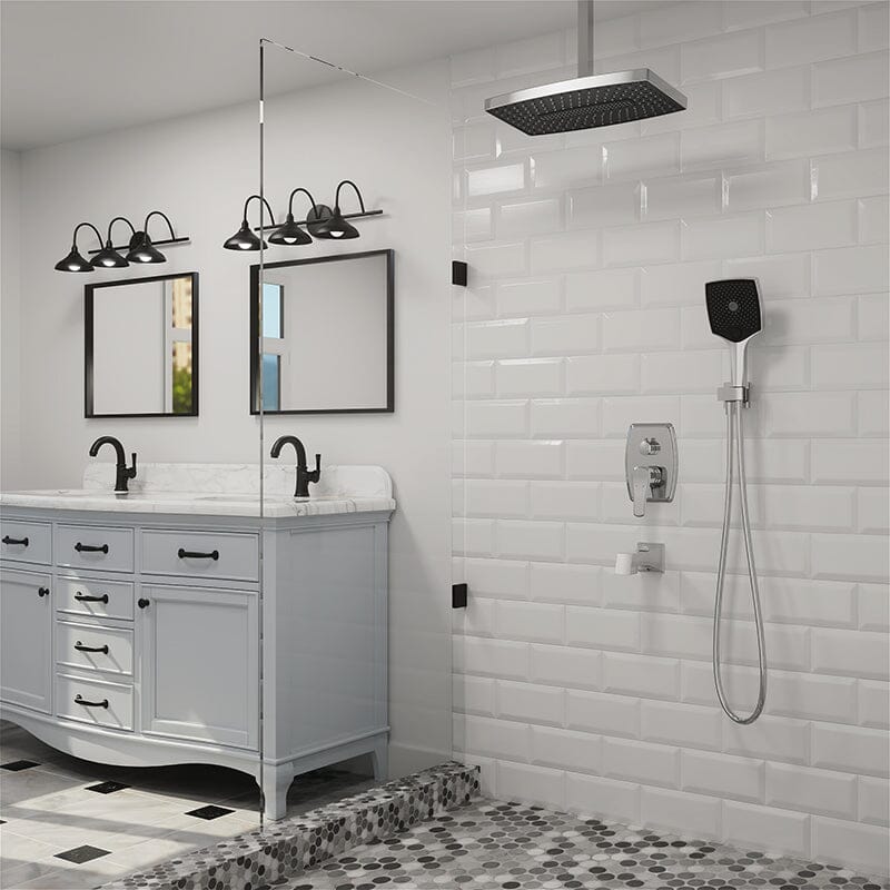 Shower Set 14" Rectangular Ceiling Shower Head with Hand Shower & Tub Spout