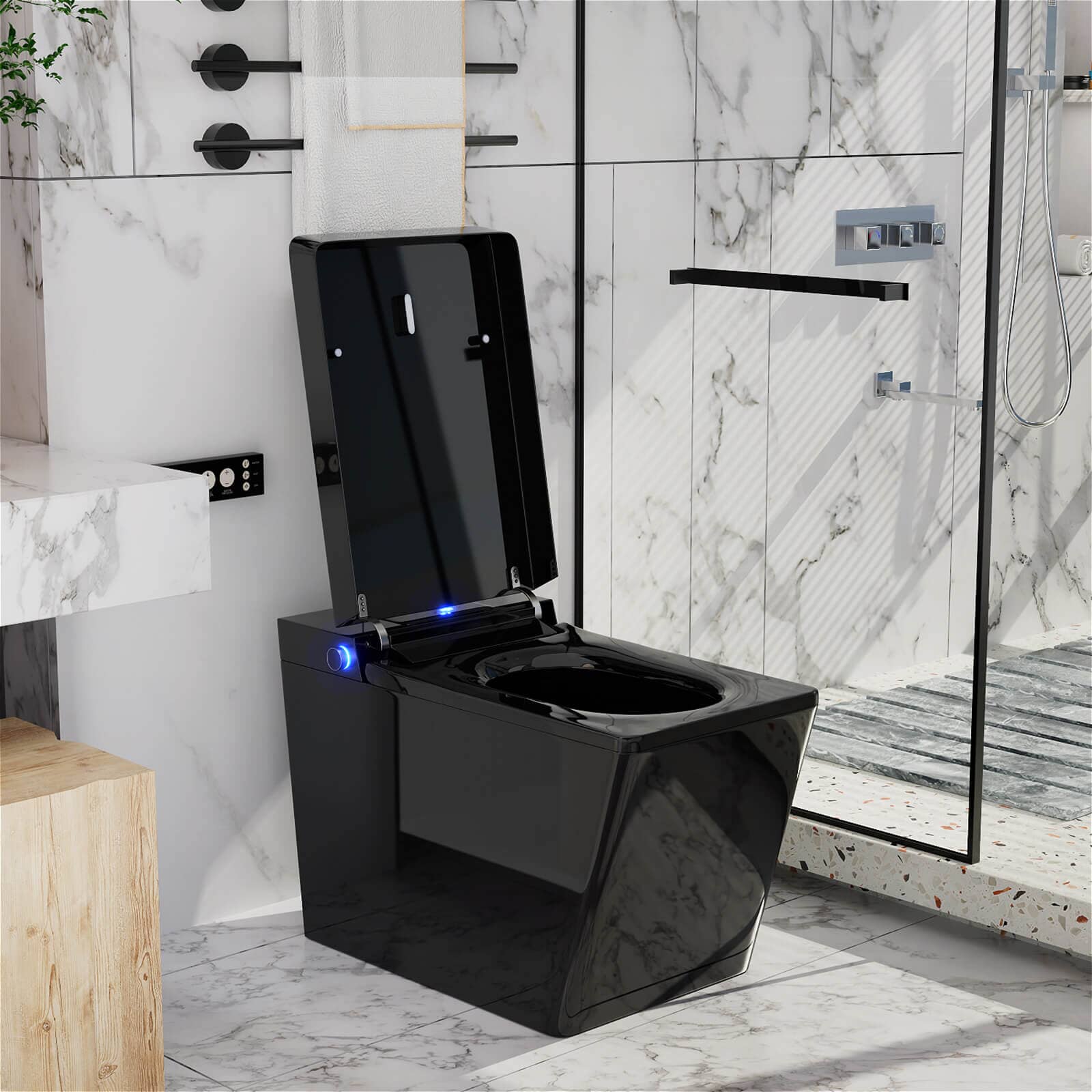 Giving Tree Smart Square One-Piece Floor Toilet with Remote Control and Automatic Cover