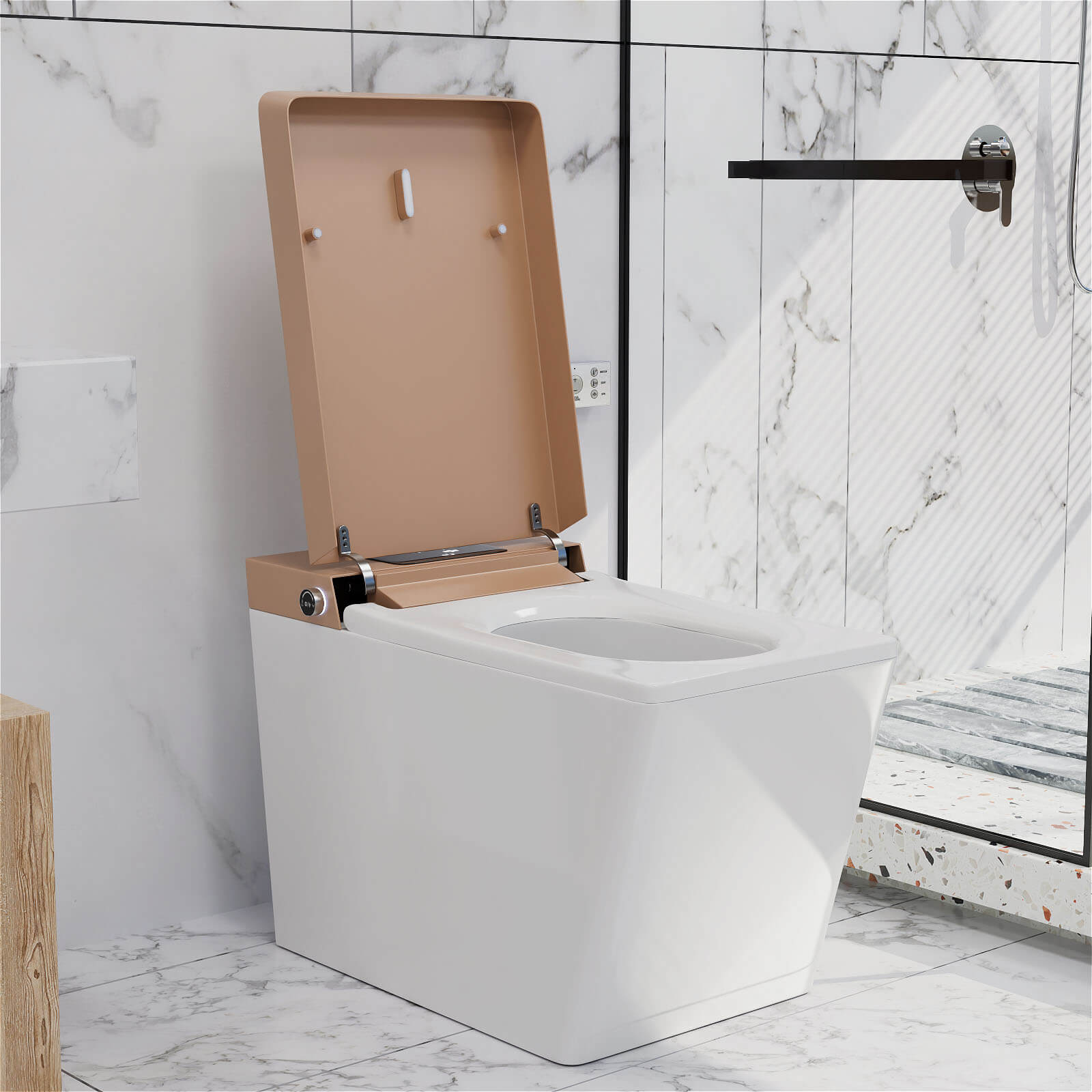 Giving Tree Smart Square One-Piece Floor Toilet with Remote Control and Automatic Cover