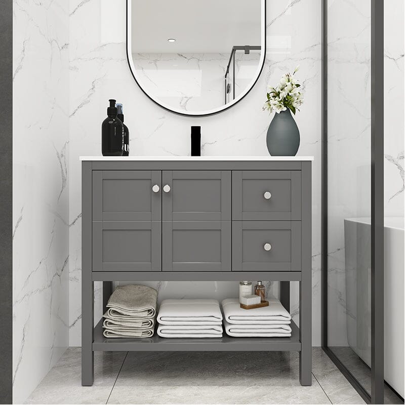 36 Inch Modern Freestanding Bathroom Vanity Sink Set with Storage Drawers