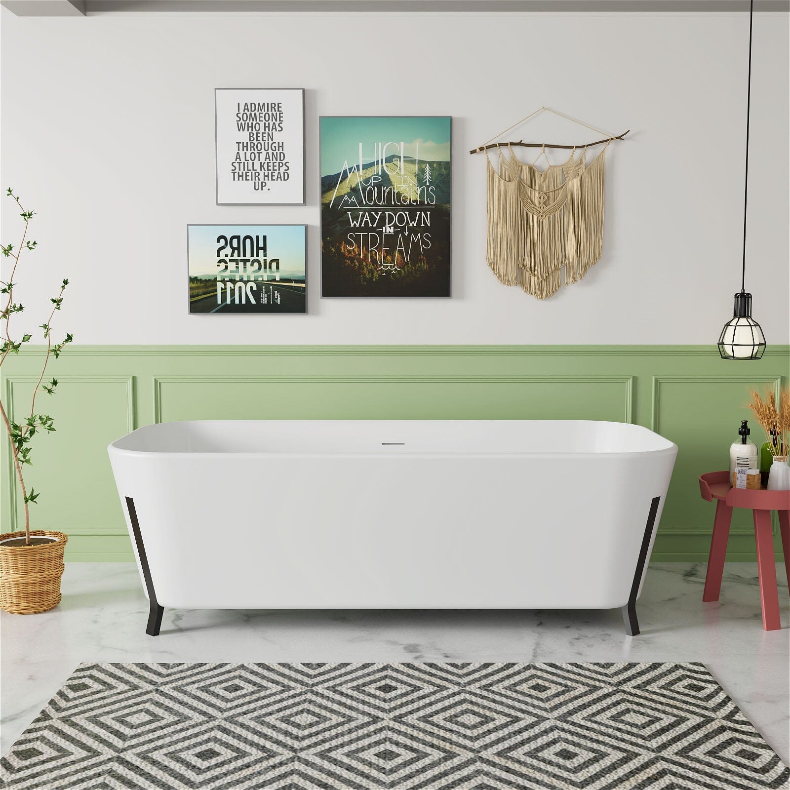 67" Clawfoot Tub Solid Surface Stone Resin Freestanding Soaking Bathtub