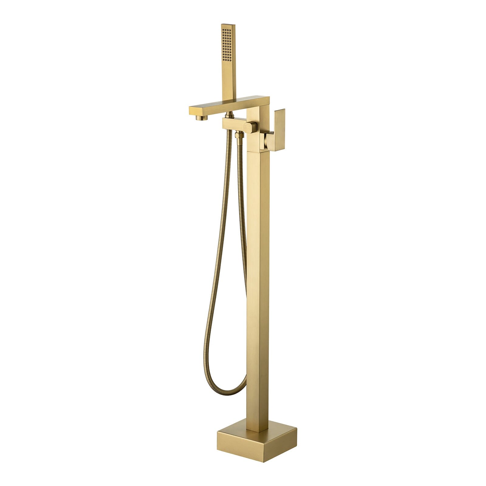 180° Rotation Freestanding Tub Filler Faucet with Hand Shower, Brushed Gold & Brushed Nickel