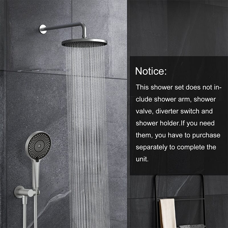 10" Round Shower Head & Hand Shower with Hose Replacement Accessories