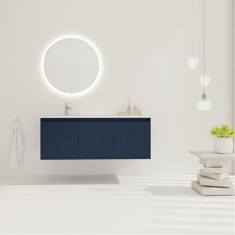 48" Modern Design Floating Bathroom Vanity with Drop-Shaped Resin Sink