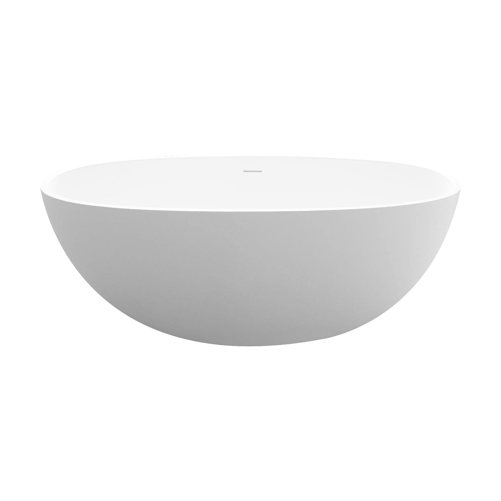 55" Solid Surface Stone Resin Oval-shaped Freestanding Soaking Bathtub with Overflow