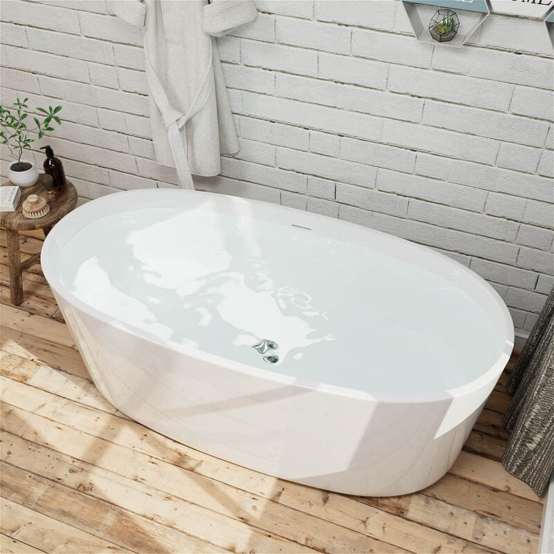 Giving Tree 59" Acrylic Modern Bathtub Oval Shape Freestanding Soaking Tub