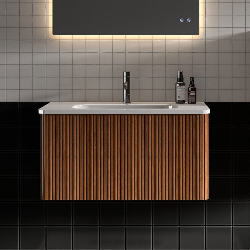 Giving Tree 30" Wooden Striped Modern Bathroom Vanity with Sink, Wall-mounted