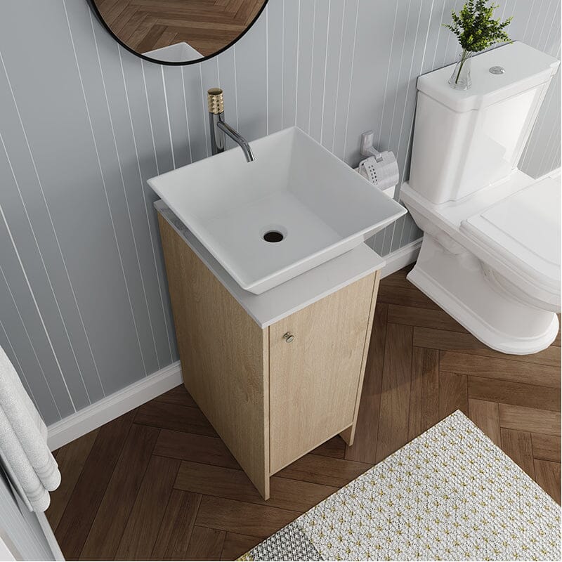 16-inch Freestanding Bathroom Vanity Square Sink With Soft-close Doors And Shelves