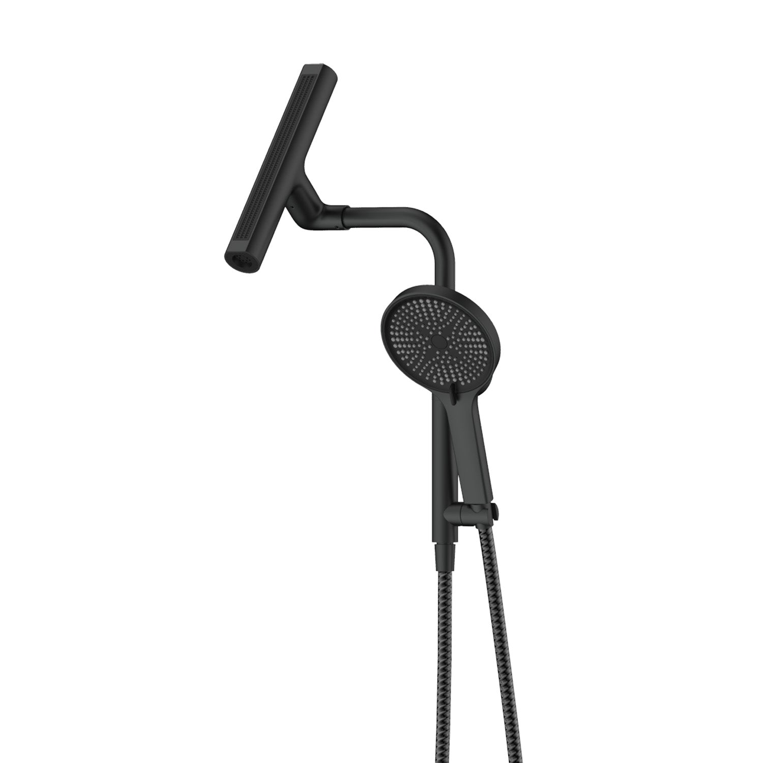 8" Wandstangen-Duschset mit 360° drehbarem zylindrischem 3-Strahl-Duschkopf und 6-Strahl-Handbrause