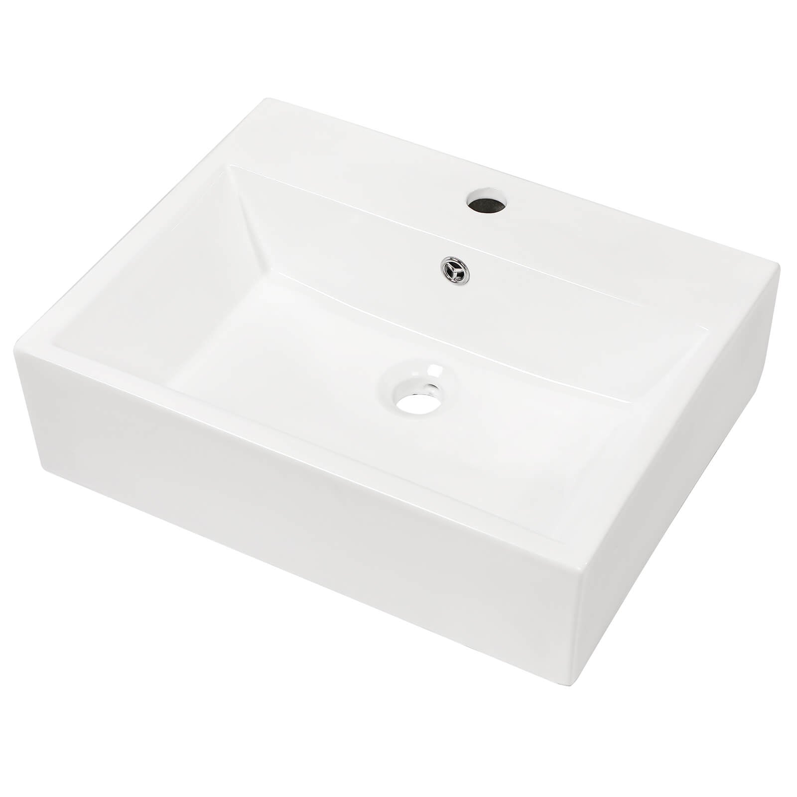 20 inch wall mounted ceramic sink with rectangular glossy design