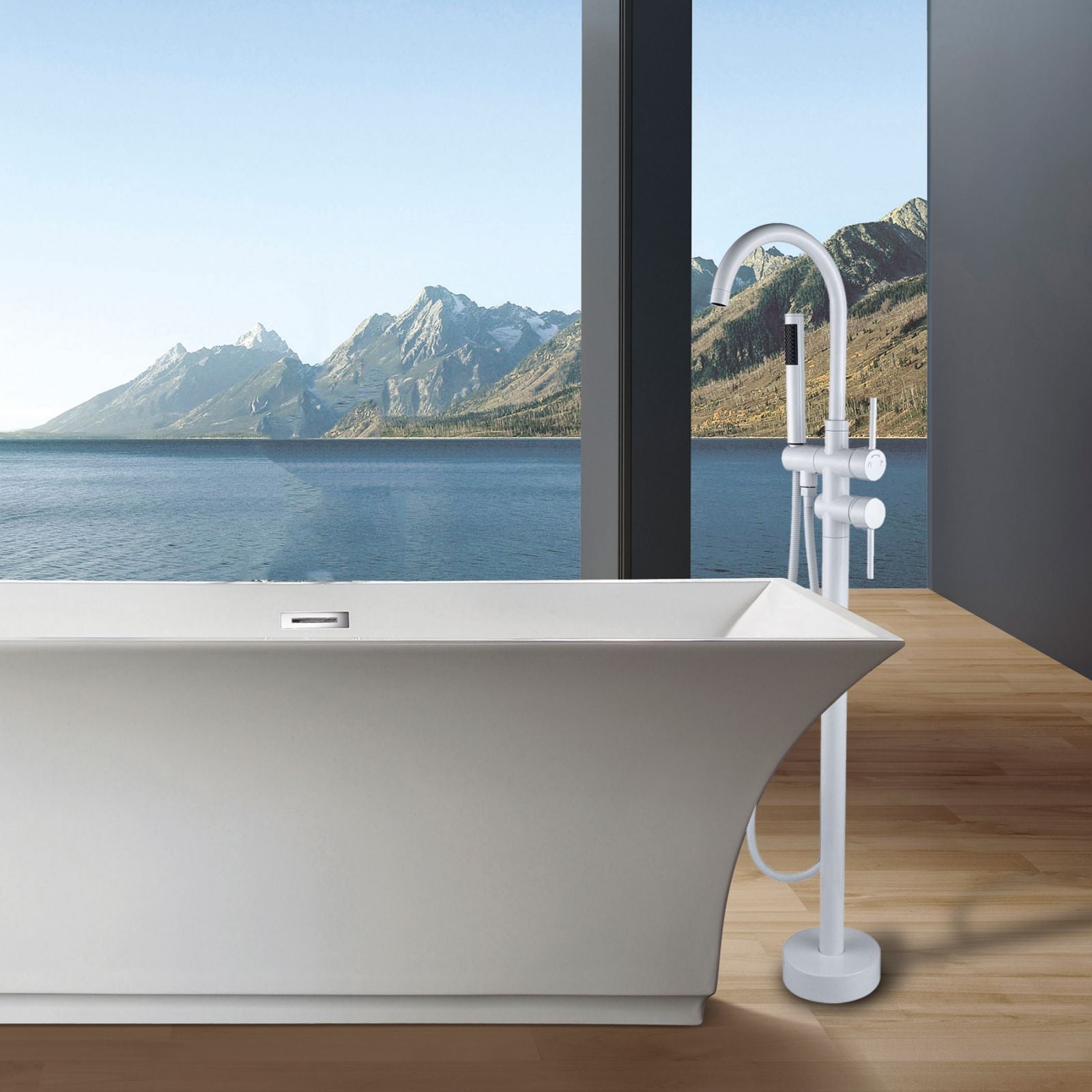 Metal & Natural 38" Sleek Silver Freestanding Faucet