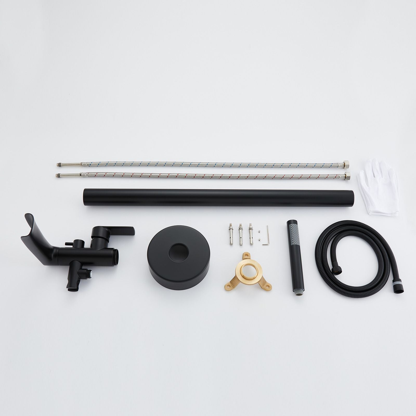 30" Sleek Cylinder Matte Black Freestanding Tub Filler Faucet Parts