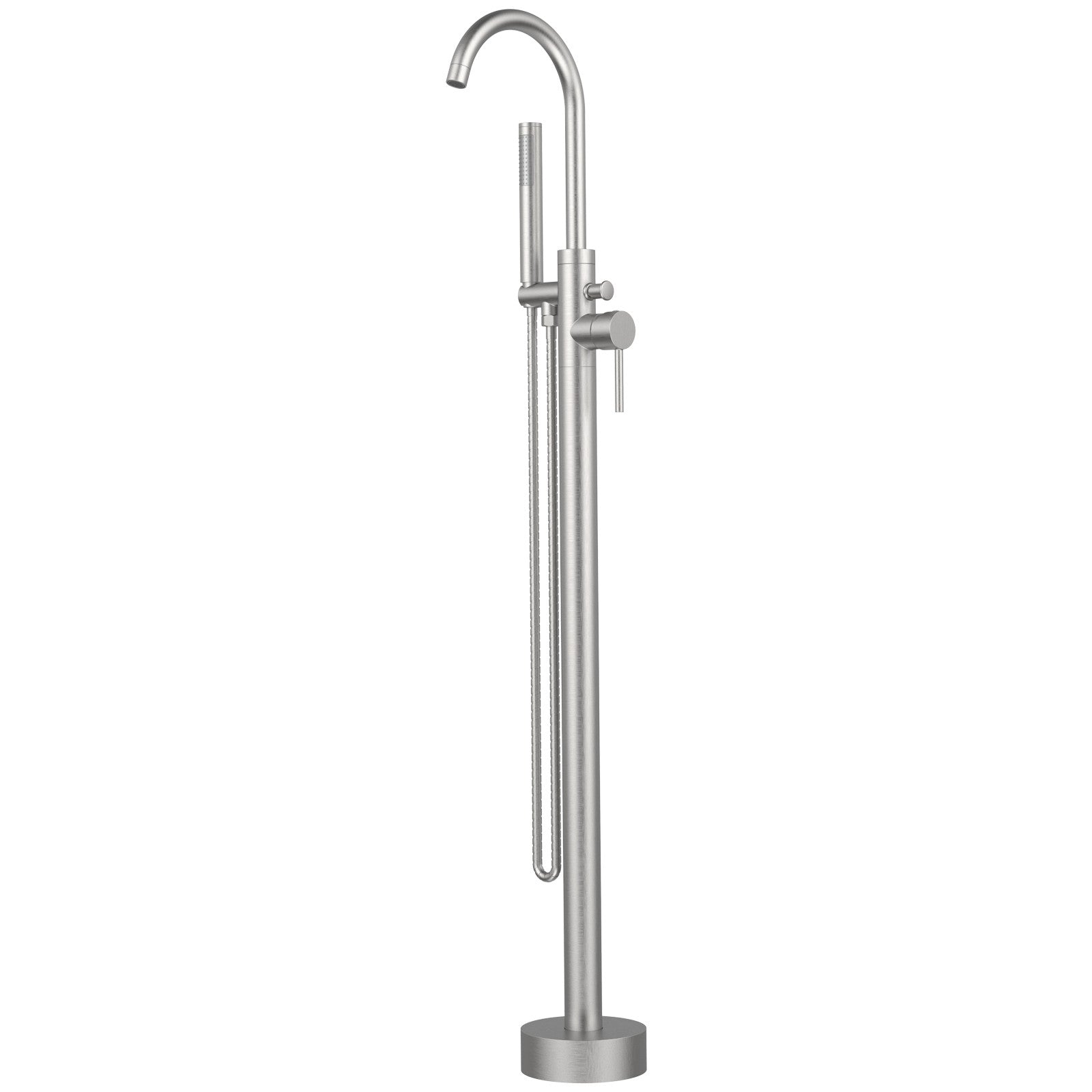 Brushed Nickel Retro Brass Single Handle Shower Freestanding Tub Filler Faucet, Floor Mounted & Bubble Former