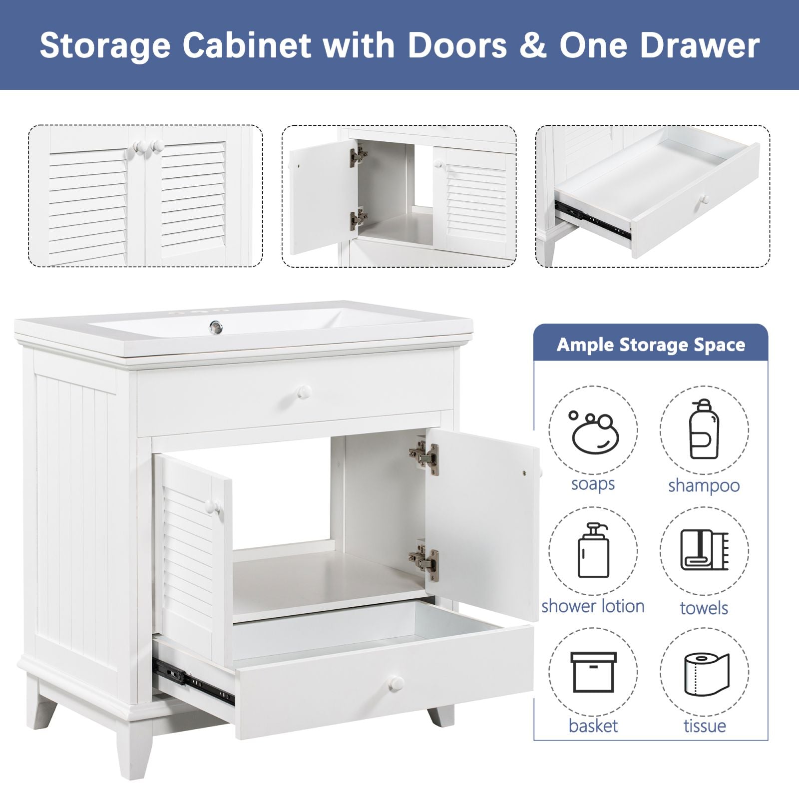 Storage cabinet with door & one drawer