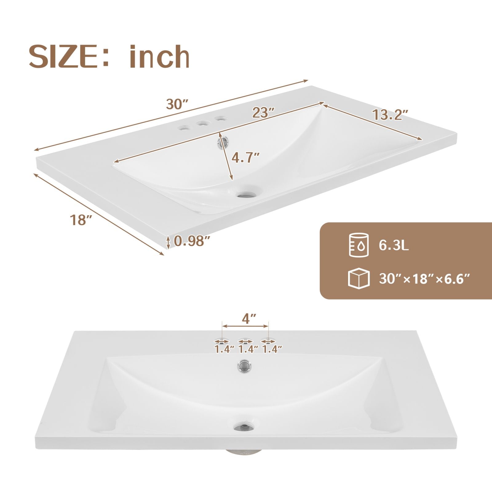 30" bathroom vanity with size