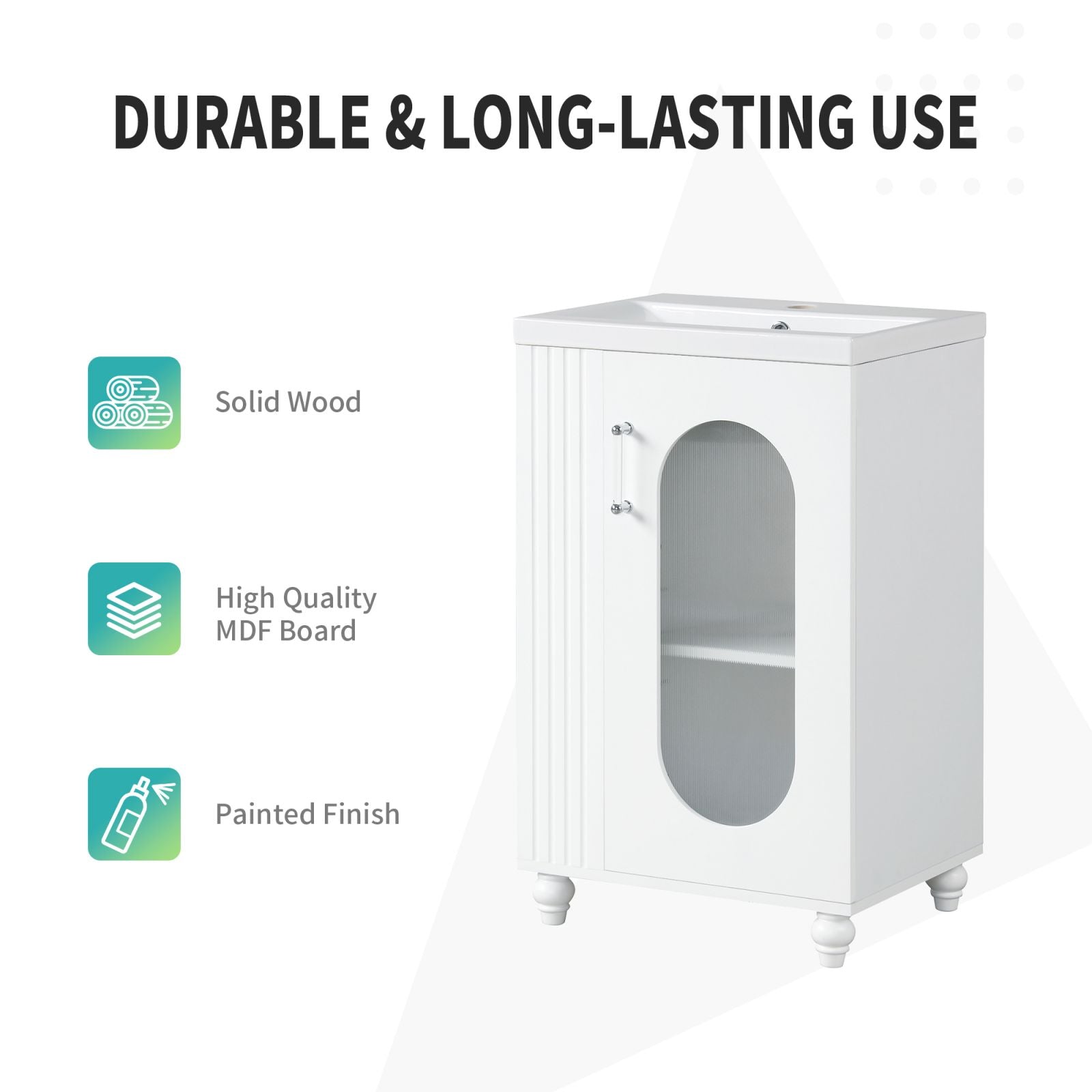 20" White Bathroom Vanity with Sink